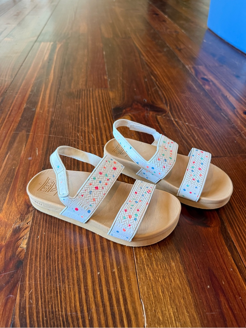 Reef Kids White Sandals with Colorful Accents
